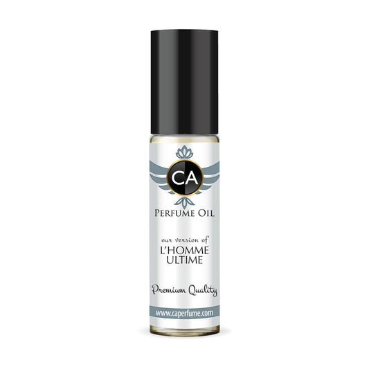 CA Perfume Impression of L' Homme Ultime Eau De Parfum Woody Floral Musk Scent Long Lasting Cologne for Men Travel Size TSA Ready for Day and Night Wear 0.33 Fl Oz 10ml