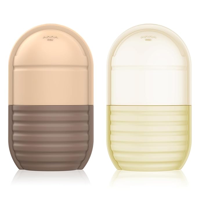 2Pcs Ice Roller for Face, Ice Face Roller, Reusable Silicone Ice Mold for Face, Facial Beauty Ice Roller Skin Care Tools for Shrink Pores Anti Wrinkle Reduce Puffiness (Brown + Yellow)