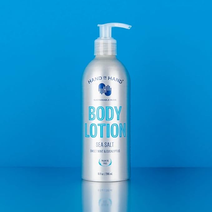 Hand in Hand Moisturizing Body Lotion, Dry Skin Lotion with Shea Butter, 10 Fl Oz, Sweet Mint & Eucalyptus, Sea Salt Scent, 2 Pack