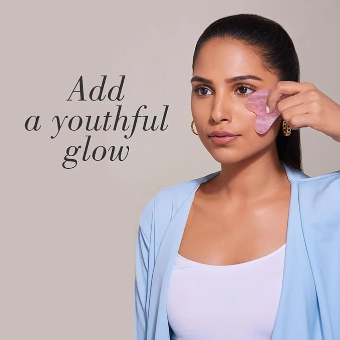 Rose Quartz Roller and Gua sha Set | Reduces Wrinkles, Fine lines and Dark Circles | Pink Jade Roller | Anti-aging Massager for Skin Toning and Tightening for Face, Eyes, Neck