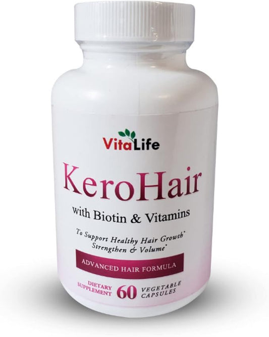 KeroHair Complete Supplement with Vitamins and Biotin I 60 Capsules for Strong and Healthy Hair Growth - Prevents Hair Loss | Approved* Enriched with Extra Biotin and Vitamin B