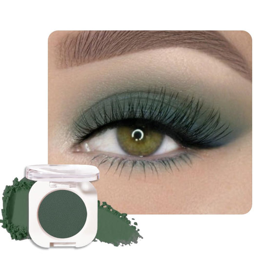 Forest Green Matte Single Eyeshadow, Lightweight Blendable Mini Eye Shadow for Older Women, Monochrome Eyeshadow Palette Makeup Pigmented Waterproof, Vegan & Cruelty-Free, 16