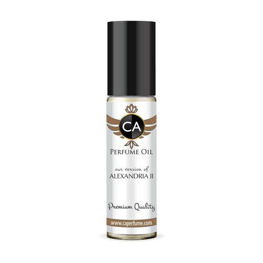 CA Perfume Impression of Alexandria II Unisex Fragrance Oil Amber Woody Scent Long Lasting Perfumes for Women & Men Travel Size TSA Ready Mini Parfum Body Oil Roll-on 0.33 Fl Oz 10ml