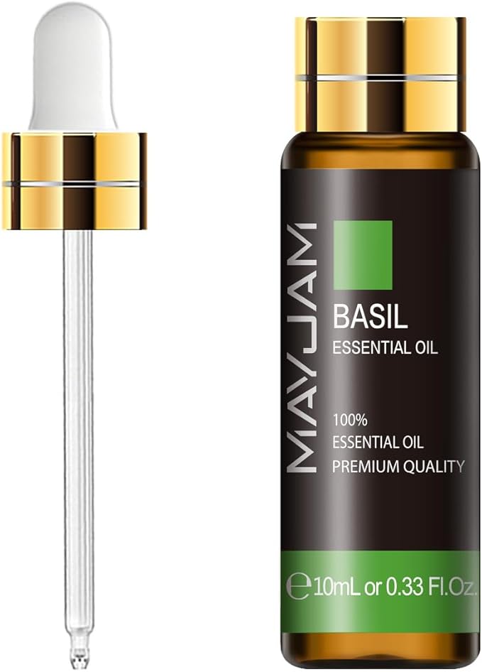 Basil Essential Oil, MAYJAM 10ML/0.33FL.OZ Premium Basil Oils for Soap Candle Making, Diffuser, Bedroom, Living Room, Office
