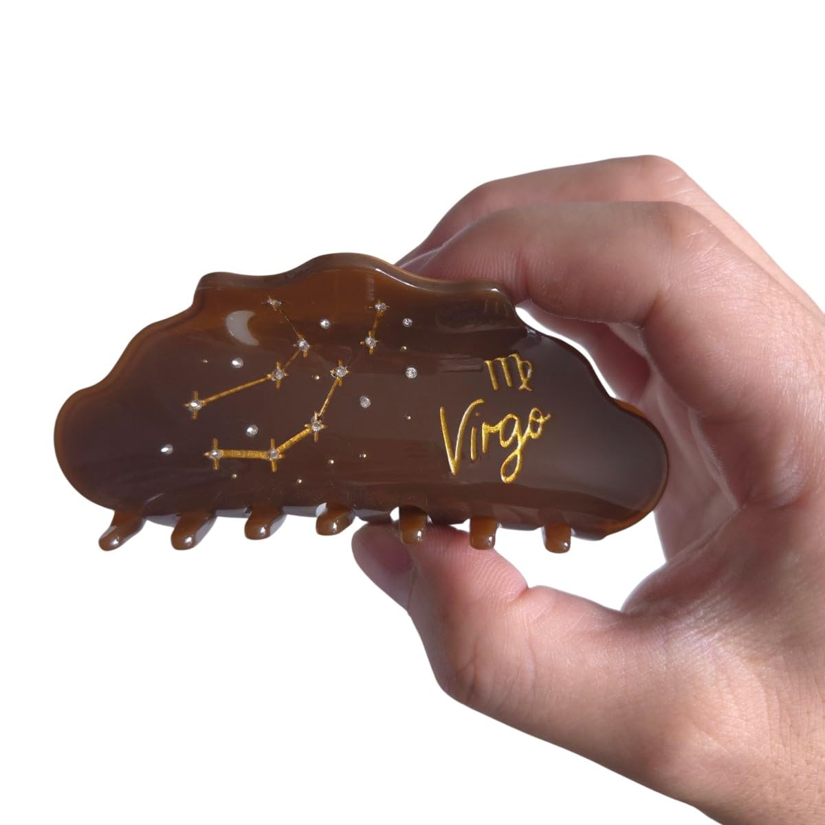 Fantasy Virgo Sign Hair Clips,Novelty Acetate Claw Clip,Zodiac Hair Clips for Women,Brown