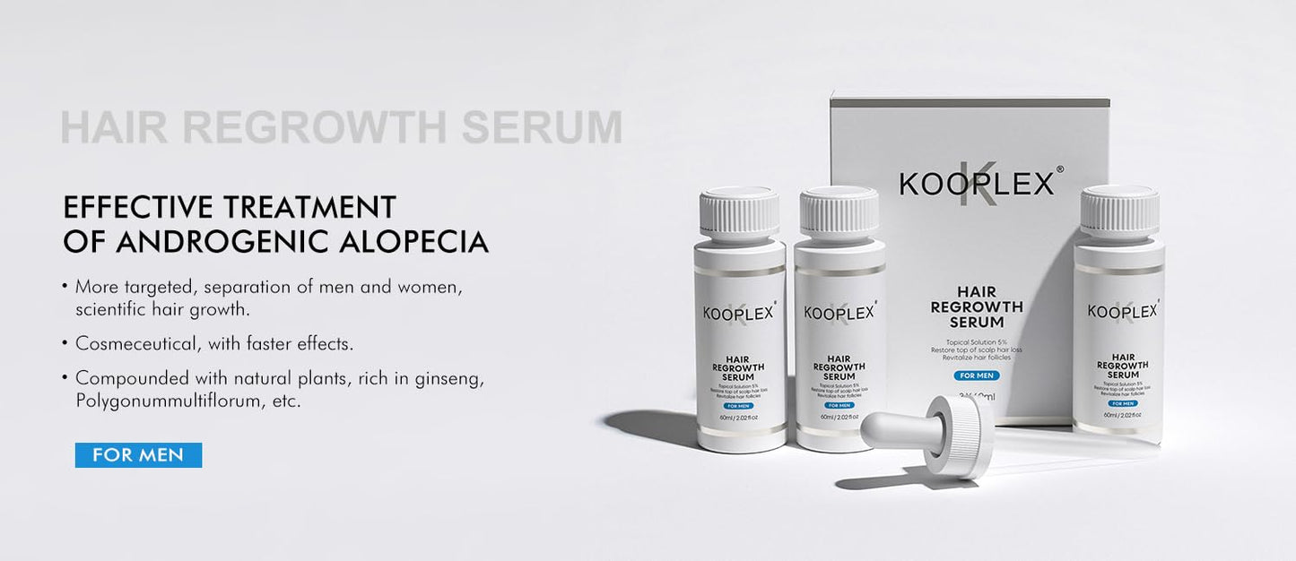 5% Minoxidil Hair Regrowth Serum for Men – Extra Strength Treatment with Biotin – Promotes Regrowth, Fights Hair Loss & Thinning, Stimulates Scalp for Fuller Hair – 60mL x3 Pack