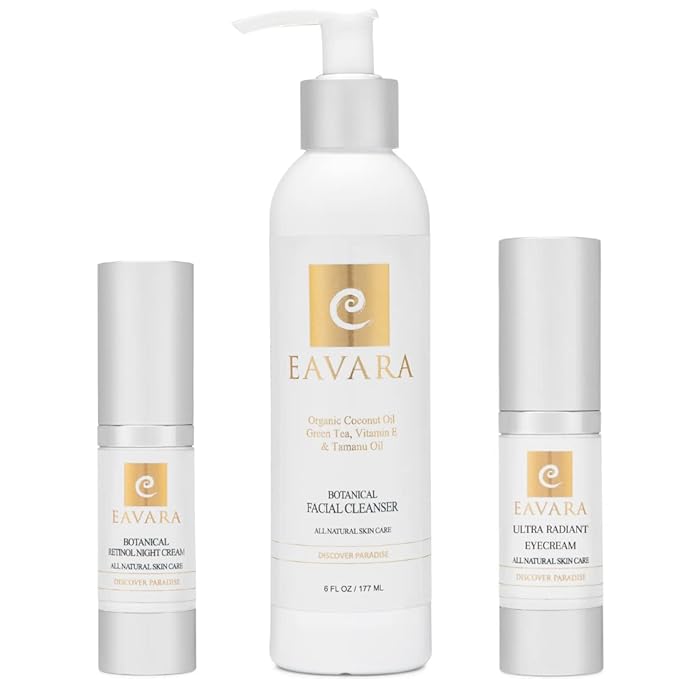 Organic Anti Aging Eye Cream, Natural Facial Cleanser and Retinol Night Cream