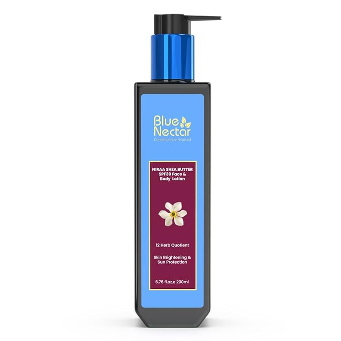 Blue Nectar Cocoa Butter Nargis Body Sunscreen Lotion with SPF 30 PA ++ - No Parabens, Silicones, Mineral Oil, Color (10 Herbs, 6.7 Fl oz)