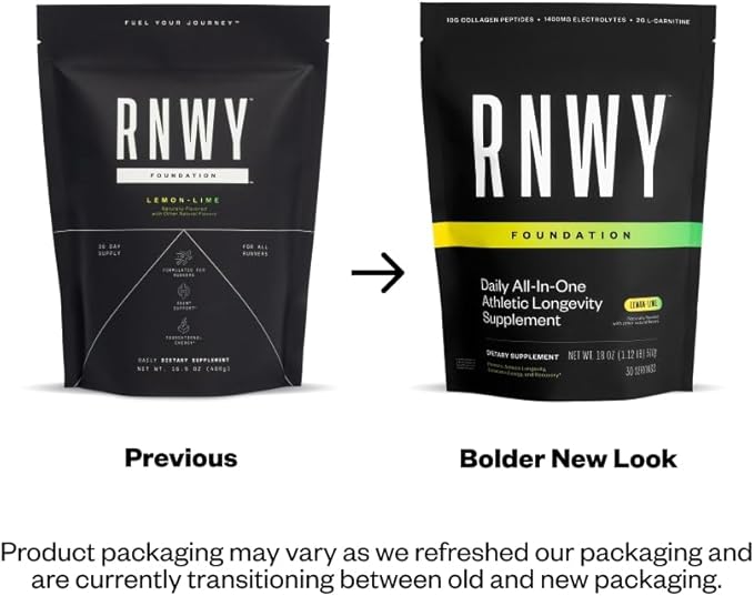 RNWY Foundation 10g Collagen Peptides + Hydration Powder, Daily Joint Support with Electrolytes, Lemon Lime, Sugar Free, 30 Servings