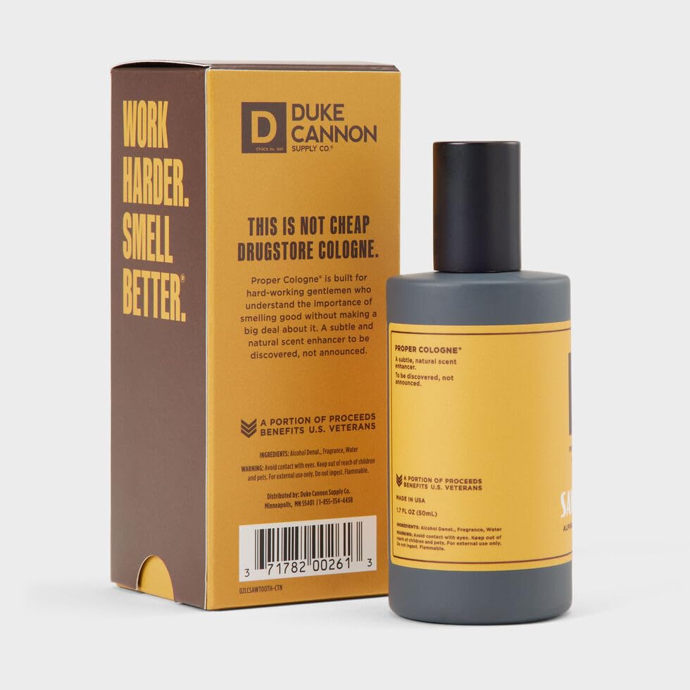 Duke Cannon Proper Cologne Sawtooth | Men's Eau de Parfum | Alpine Air and Cedarwood | Fresh, Woodsy, Long-Lasting Scent | 1.7 fl oz