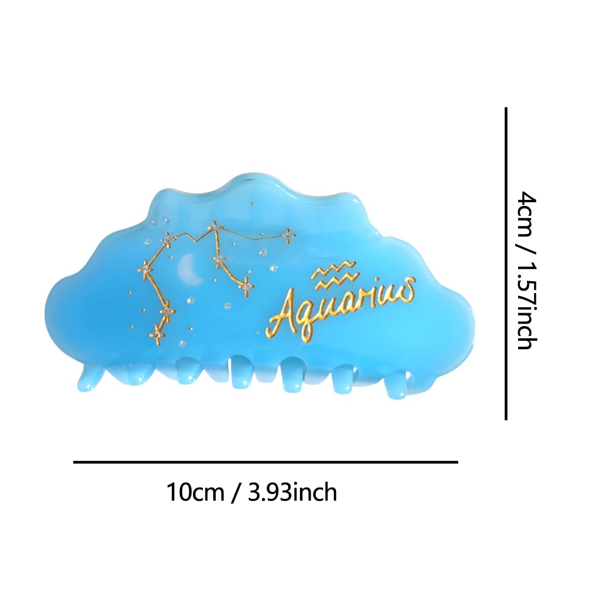Fantasy Aquarius Sign Hair Clips,Novelty Acetate Claw Clip,Zodiac Hair Clips for Women,Blue