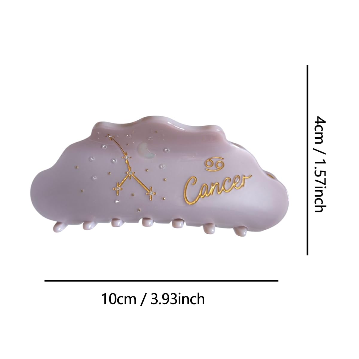 Fantasy Cancer Sign Hair Clips,Novelty Acetate Claw Clip,Zodiac Hair Clips for Women,Grey