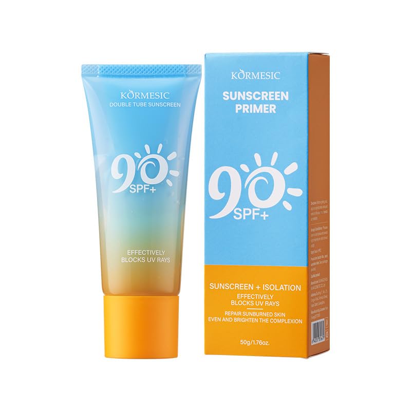 Double Tube Multi Effect Isolation and Sunscreen Lotion For Body & Face, Antioxidants Broad Spectrum Sunscreen SPF 90+, Natural Sunblock for Outdoor UVA/UVB Protection