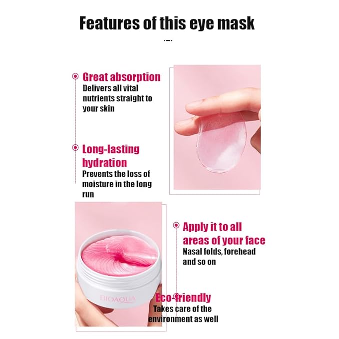 BIOAQUA Honey Peach Hexapeptide Eye Mask Patches Moisturizing Firming Anti-Puffiness Remove Dark Circle Soothing 60pcs/30pairs