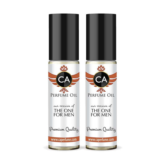 CA Perfume Impression of The One For Men Eau De Parfum Woody Spicy Scent Long Lasting Cologne for Men Travel Size TSA Ready for Day and Night Wear 0.33 Fl Oz 10ml (Pack of 2)