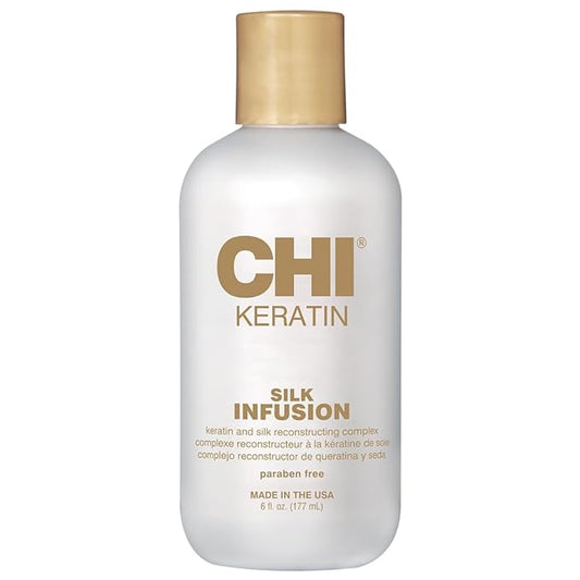 CHI Keratin Silk Infusion, Hydrating Hair Serum For Restoring Softness & Shine, Helps Dry, Damaged Hair, Sulfate-free, 6 Oz