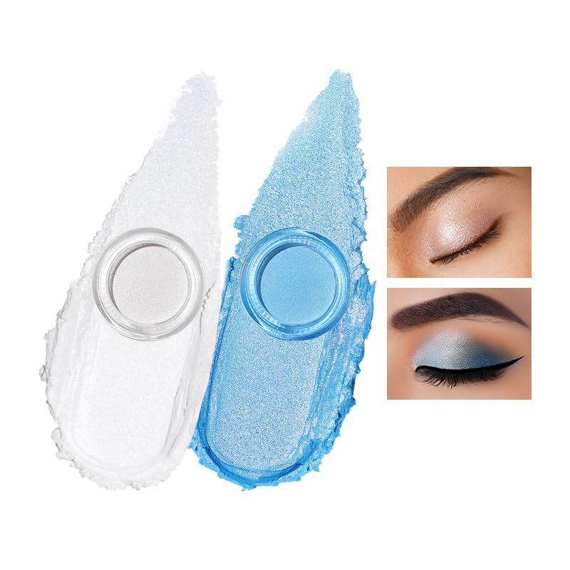 Oulac Cream Eyeshadow also for Highlighter Large Capacity Highly Pigmented Eye Shadow Waterproof &Long Lasting with Moisturizing Formula, Shimmer Glitter Eye Makeup. 6g 01+02