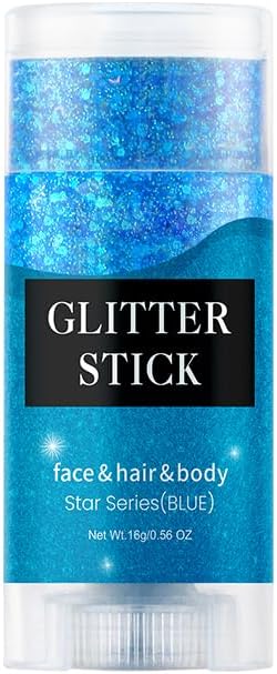 Blue Body Glitter Stick,Holographic Sequins Paint Sparkling Face Glitter for Women Face/Body/Hair/Eyes/Lip Glitter Makeup.