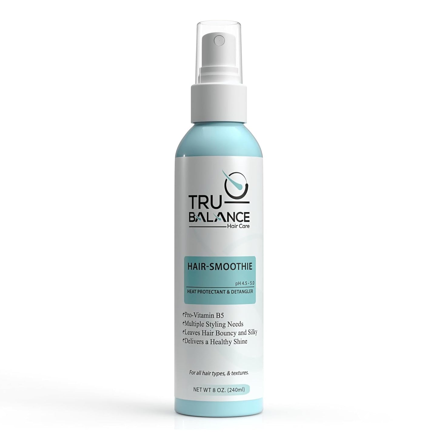 TRU-BALANCE Hair-Smoothie – Best Leave-in, Heat Protectant & Hair Detangler Spray with Vitamin E, Coconut Oil and Vitamin B-5 | Perfect Treatment and Prep for Your Hair's Awesome Styling - 8 oz