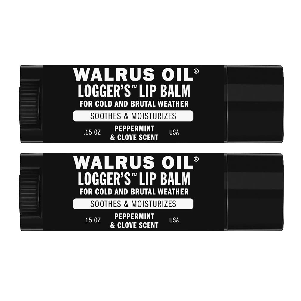 WALRUS OIL - Logger's Lip Balm, 2-Pack, Vegan, 100% Natural Ingredients - Peppermint & Clove Scent
