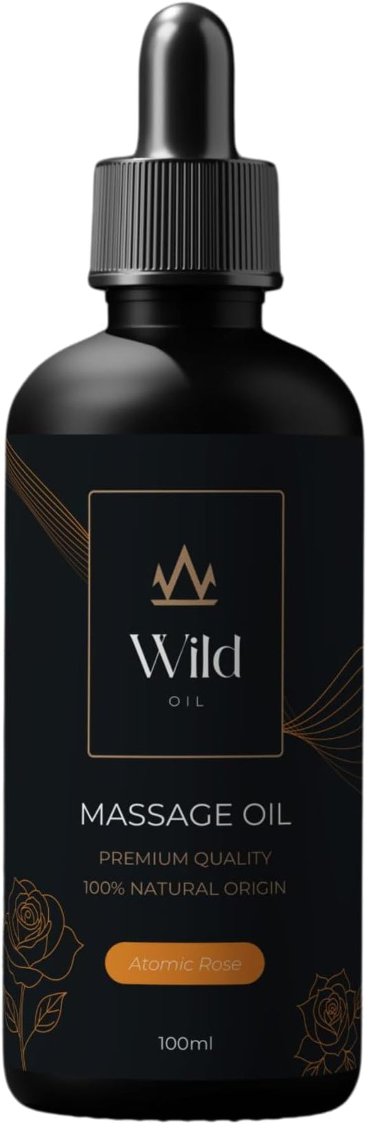 Atomic Rose Luxurious Massage Oil Mineral, Grape Seed, Jojoba & Lavender Skin Moisturization Hair Nourishment Hydration, Elasticity, Vegan & Natural (100ml)