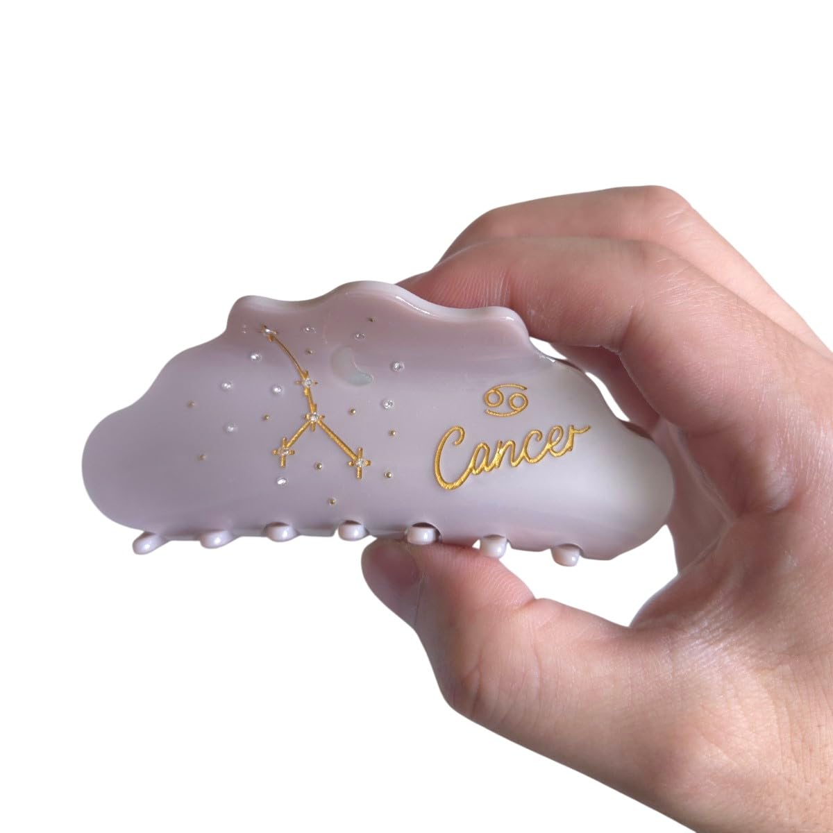 Fantasy Cancer Sign Hair Clips,Novelty Acetate Claw Clip,Zodiac Hair Clips for Women,Grey