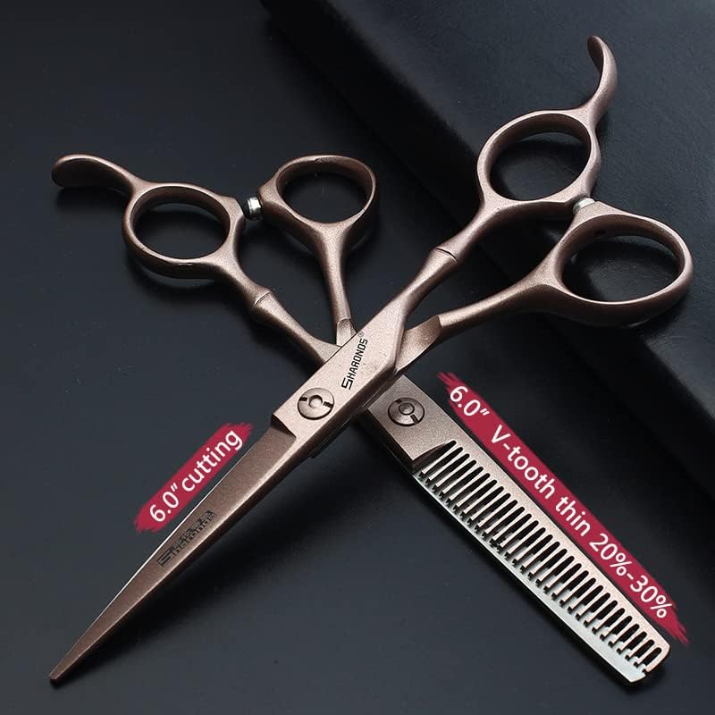 professional haircut scissors rose gold high hardness sharp 440c hairdresser hairstyle trim and hair sparse (6-inch 2pc)