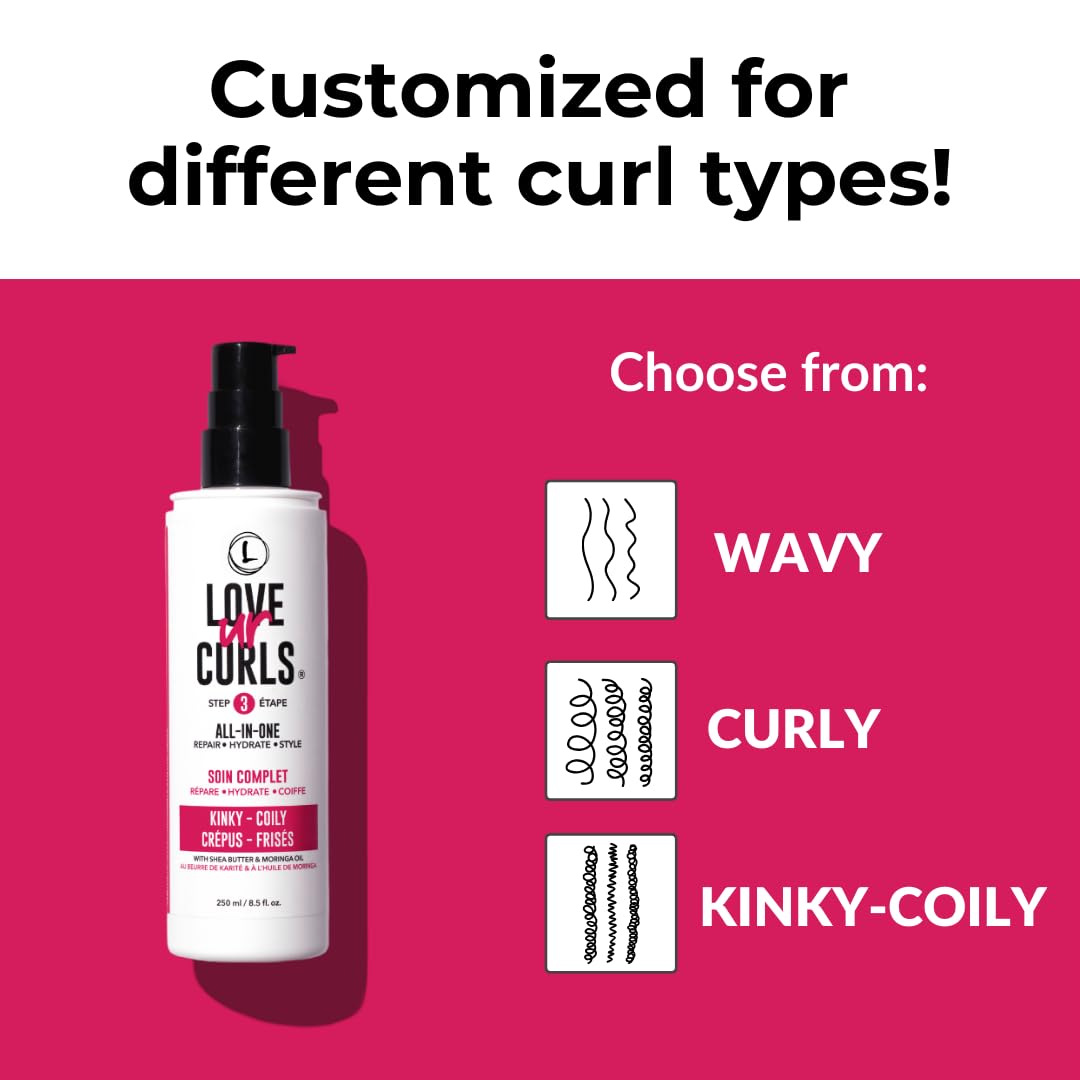 Love Ur Curls - Kinky Coily All in One Curl Cream Styler, Curling Cream for Curly Hair, Repair, Define, Hydrate & Style with Shea Butter, 250mL