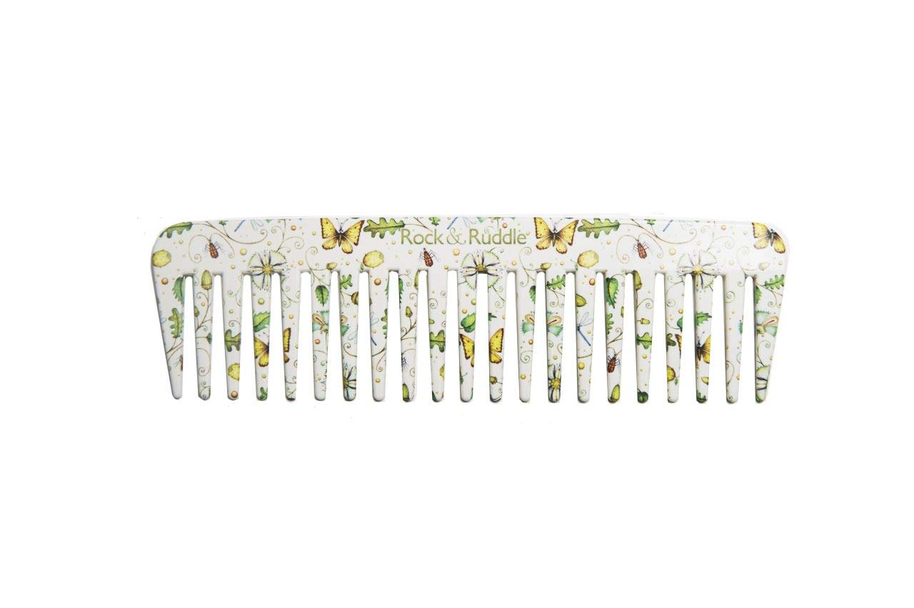 Rock & Ruddle Wide Tooth Comb. Perfect for Detangling Wet Hair and Applying Hair Color. Acorns & Butterflies Design