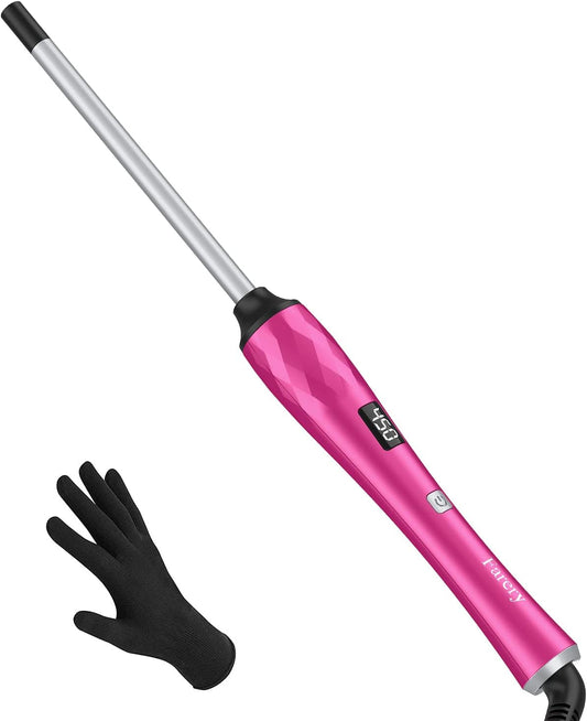 FARERY Small Curling Wand, 3/8 Inch Curling Iron for Short & Long Hair, Ceramic Small Barrel Curling Iron with Argan Oil & Keratin Infused, 30s Fast Heat Up, 12 Adjustable Temperature, Glove Included