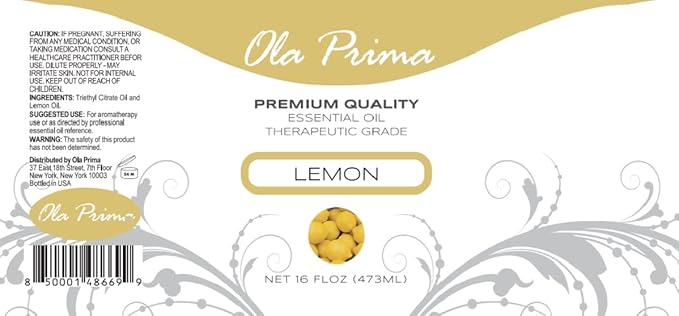 Ola Prima Oils Lemon Essential Oil 16oz Bulk, Essential Oil for Aromatherapy, Diffusers, Candle Making, and Household Cleaning