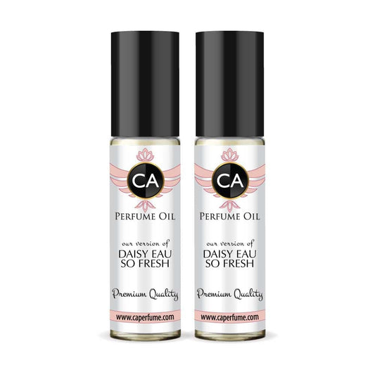 CA Perfume Impression of Daisy Eau So Fresh for Women Eau De Parfum Floral Fruity Scent Long Lasting Perfumes for Women Travel Size TSA Ready for Day and Night Wear 0.33 Fl Oz 10ml (Pack of 2)