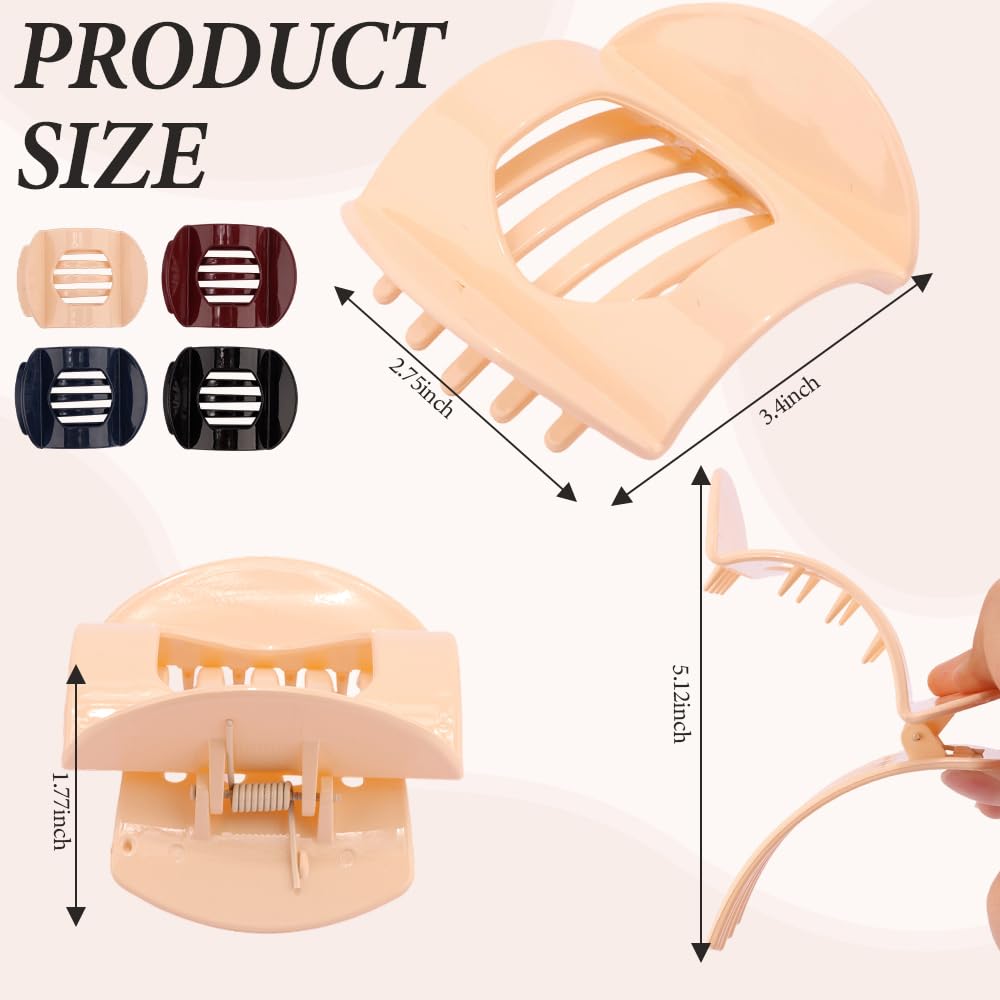 4PCS Large flat Hair Clips for Women Girls Strong Hold French Duckbill Claw Clips for Thick Thin Hair lay Down Hair styling Clips Accessories