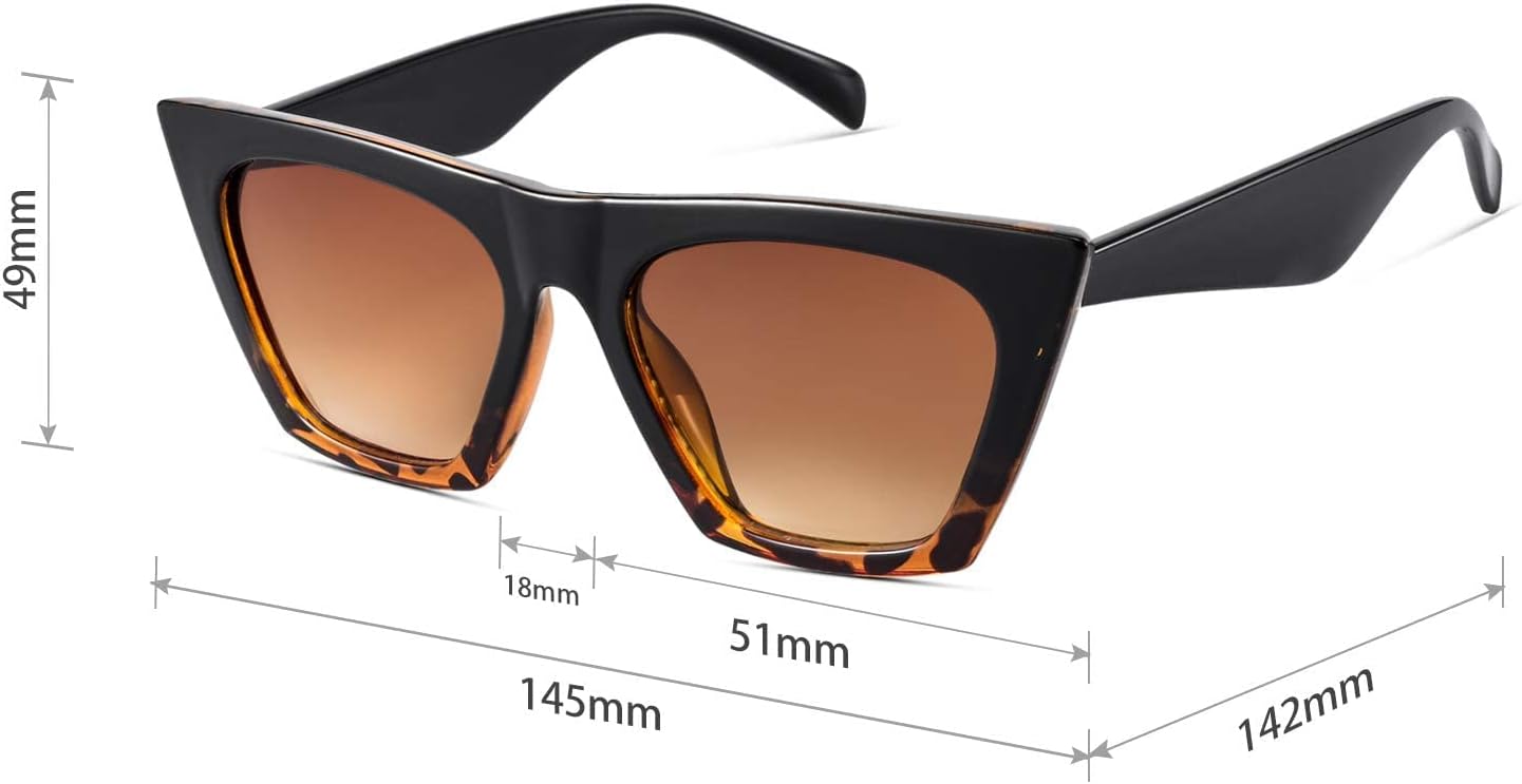 mosanana Square Cat Eye Sunglasses for Women Trendy Retro Cool MS51801