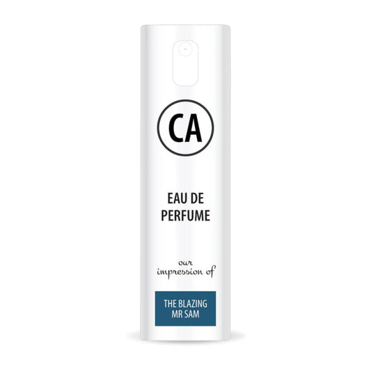 CA Perfume Impression of The Blazing Mr Sam for Men Eau De Parfum Woody Spicy Scent Long Lasting Cologne for Men Travel Size TSA Ready for Day and Night Wear 0.33 Fl Oz 10ml