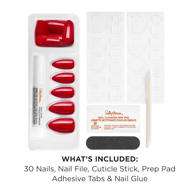 Sally Hansen Instant Cuticle Remover and Salon Effects ASAP Apple Press On Nails Kit, Nail Treatment and Manicure Set