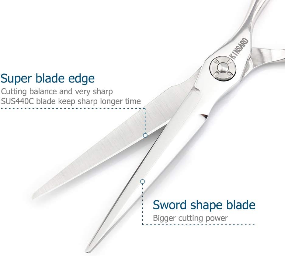 5.5" Professional Hair Scissors to Cut Hair Cutting Haircut Shears 440C Barber Shears Hairdresser Sharp Hair Scissors Bearing Screw KINSARO for Hairdresser Barber or Home Use