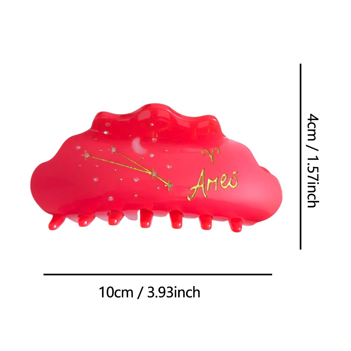 Fantasy Aries Sign Hair Clips,Novelty Acetate Claw Clip,Zodiac Hair Clips for Women,Red