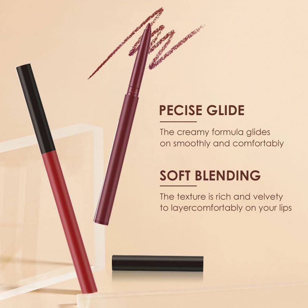 BestLand 6Pcs Matte Liquid Lipstick and Lip Liner Set, Non-Stick Cup Not Fade Waterproof 24 Hour Lip Gloss Nude Brown Lip Liner Pencil for Women, labiales mate 24 horas originales (Set B)