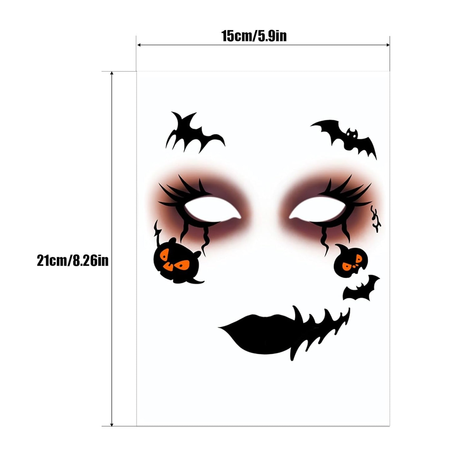 Halloween Face Tattoos, Temporary Tattoos Stickers for Adults & Kids,Temporary Makeup Tattoos,Face Tattoo Sticker Art for Halloween, Costume Parties 8Pcs