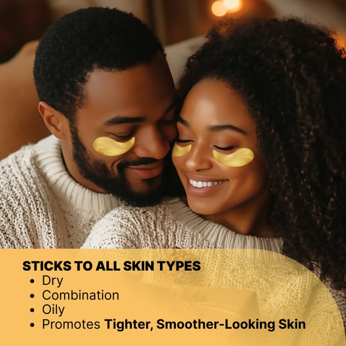 Under Eye Patches - 30 Pairs of 24K Gold Eye Masks for Puffy Eyes, Dark Circles & Wrinkles - Collagen & Hyaluronic Acid for Hydrating Skin, Eye Bags Treatment for Women & Men