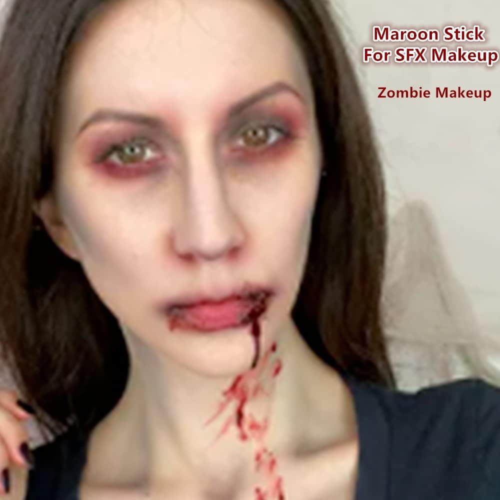 Go Ho Camo Face Paint Brown Stick - Maroon Eye Black Stick Hunting Face Body Paint Professional SFX Makeup,Safe Facepaint Nose&Lip Smacking for Halloween(Brown Color)