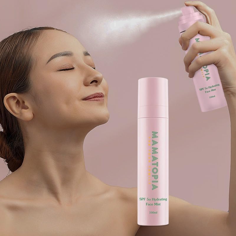 MAMATOPIA's Skin Care Extra Strength Hydrating Oil-Free, paraben-free, Non-Irritating, Natural Mineral Sunscreen Mist, SPF 50, Fresh Aloe scent