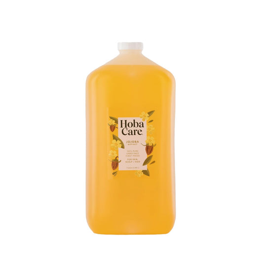 HobaCare Bulk Jojoba Oil - 100% Pure Hexane Free Unrefined Carrier Oil for Soap Making, Hair, Face, Beard, Scalp, Skincare Spa - Natural, Vegan, Long Shelf Life (128 oz Gallon)