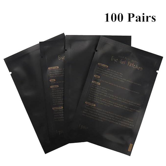 myaokue-up 100 Pairs Eye Gel Pads, Lint Free Under Eye Patches for Eyelash Extensions, Premium Eye Mask Beauty Tool Kit