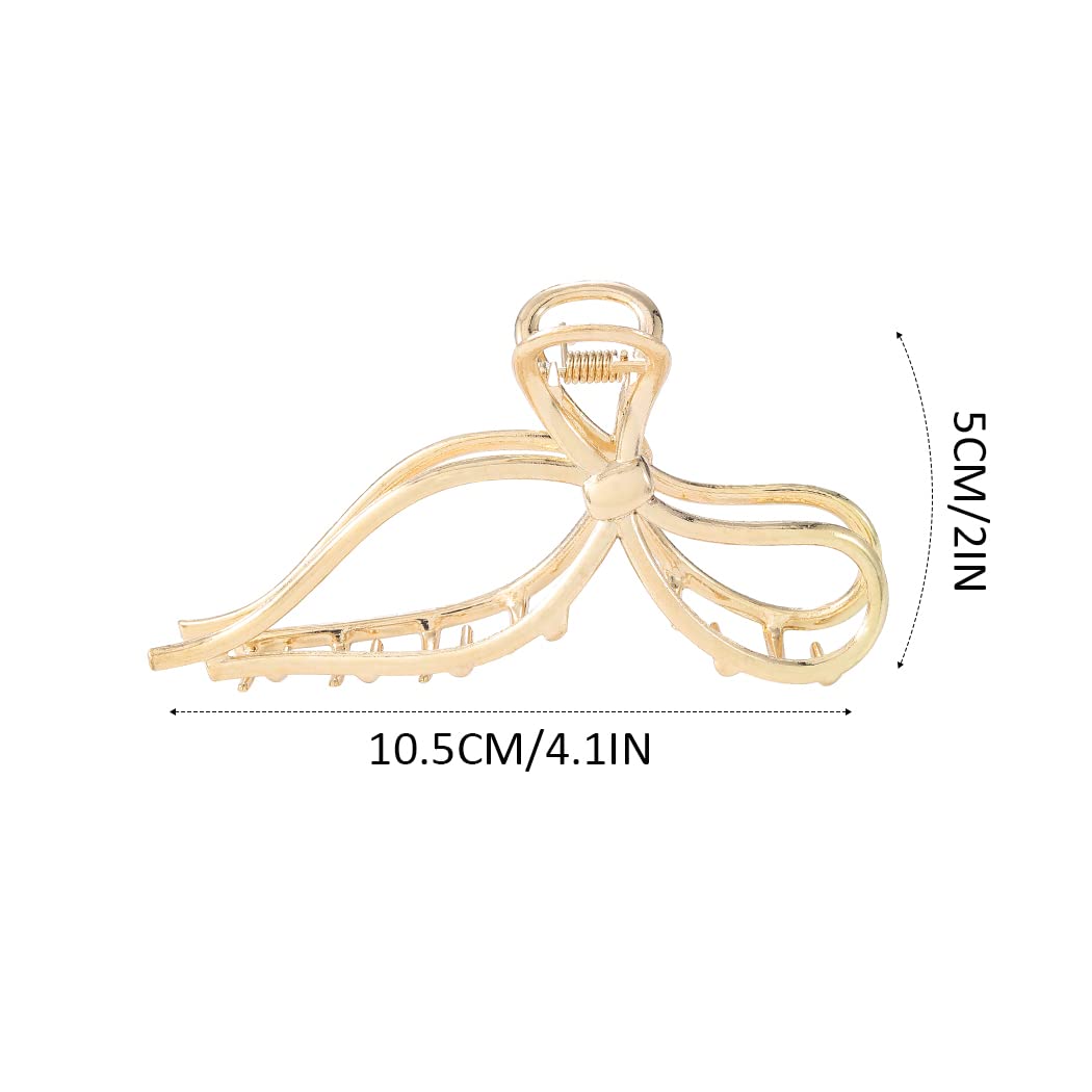 Fashey Bow Claw Clip Gold Metal Hair Clips Large Hair Claws Hair Accessories for Women
