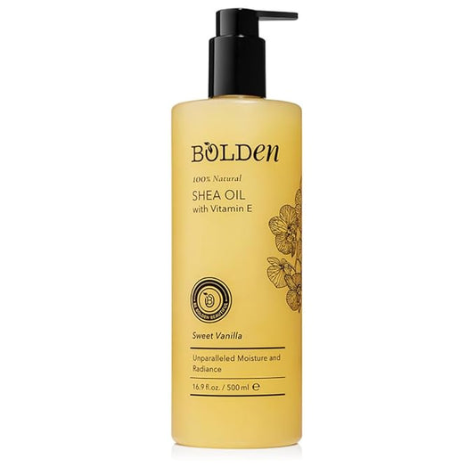 BOLDEN SHEA OIL with Vitamin E | 100% Natural | Unparalleled Moisture & Radiance for Skin & Hair | Sweet Vanilla Scented | 16.9 Fl Oz