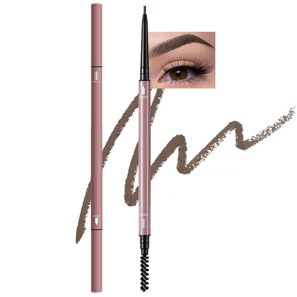 Dark Brown Eyebrow Pencils for Women,with Spoolie Brush,Eyebrow Pencil Soft Textured,Waterproof Sweat-proof for Fills in Sparse Areas and Gaps Create a Natural Eye Brow,Vegan & Cruelty-Free