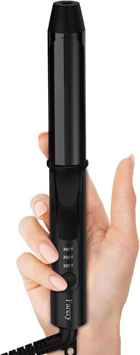 FARERY Travel Curling Iron, 1 Inch Mini Curling Iron Travel Size with 3 Adjustable Temp, Ceramic Mini Hair Curler with Keratin&Argan Oil Infuse, Dual Voltage, Includes Storage Bag