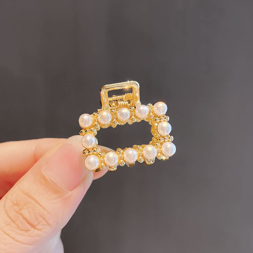 6PCS Sweet Mini Meatl Claw Clip With Pearl, Barrettes Claw Crab Hairpins Styling Fashion Hair Accessories for Women Girl